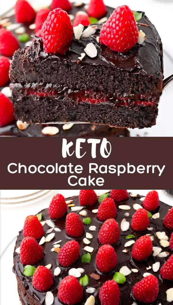 The Pinterest banner for this keto cake recipe.