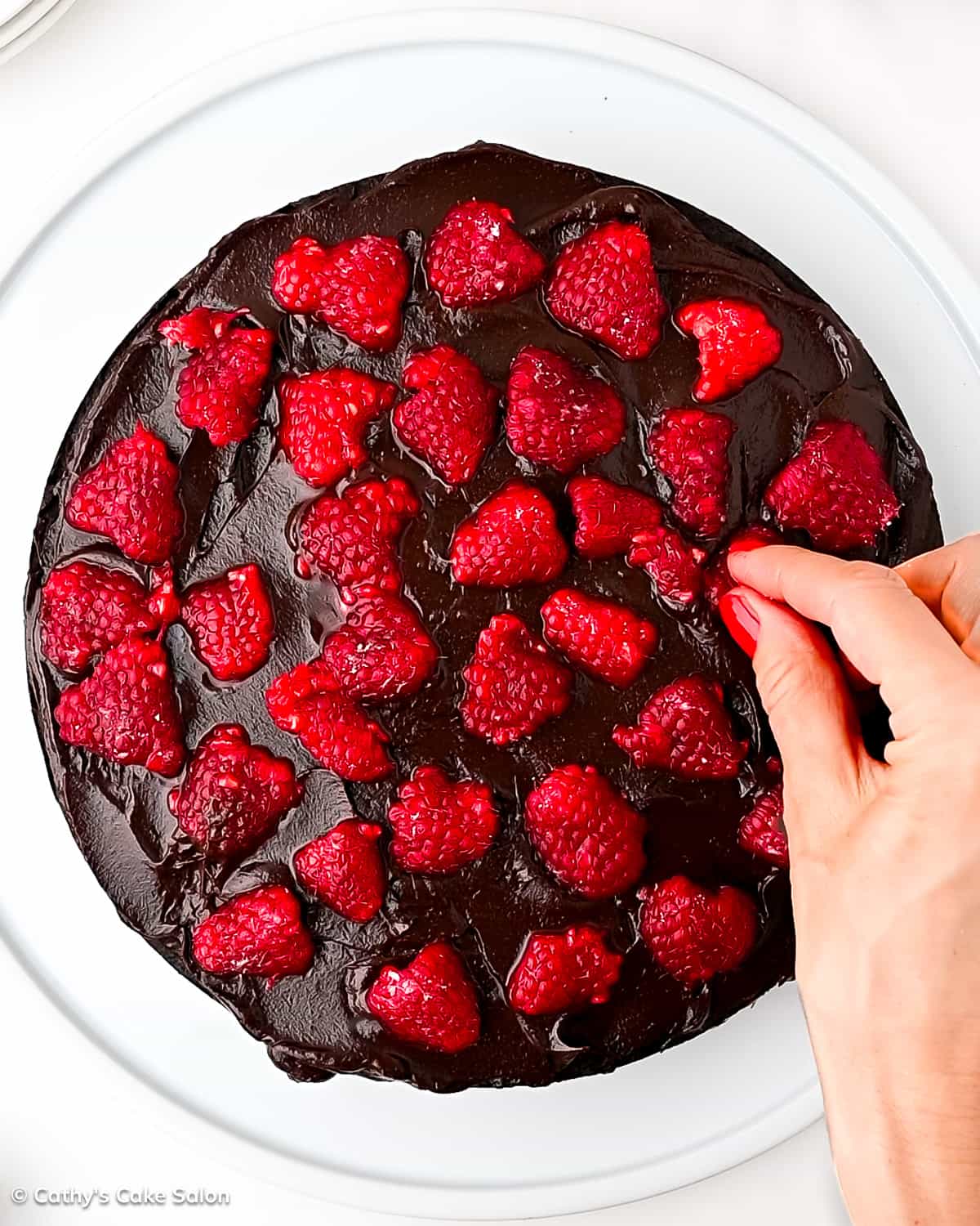 A step in the recipe: Making the raspberry chocolate layer.