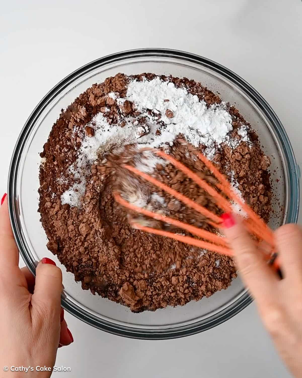 A step in the recipe: Whisk the dry ingredients.