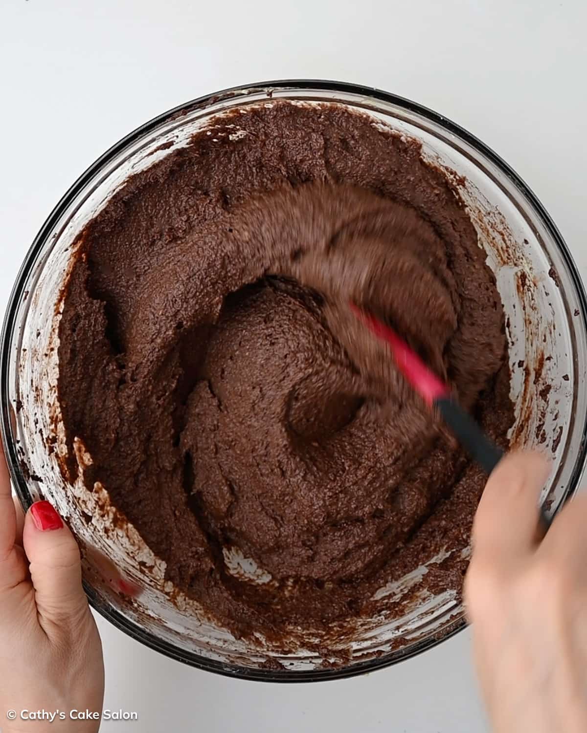 A step in the recipe: The mixed keto chocolate cake batter.