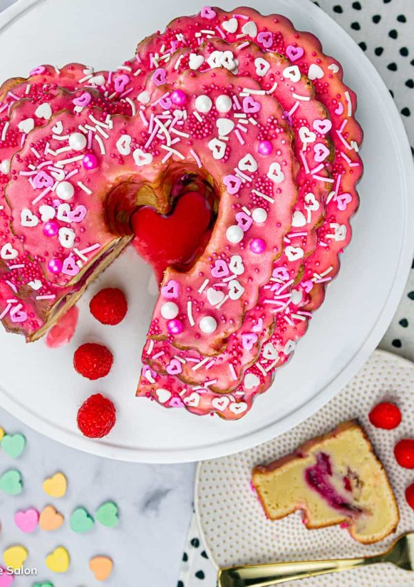 Raspberry Swirl Bundt Cake with Real Raspberries
