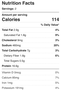 Nutrition for 1 serving sweetened with zero-calorie monk fruit sweetener.