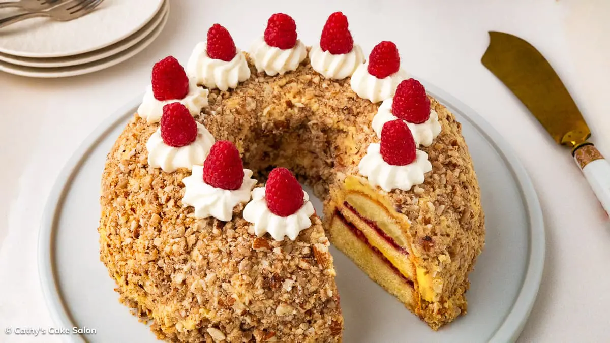 A vintage-style Frankfurter Kranz cake based on the traditional German recipe.