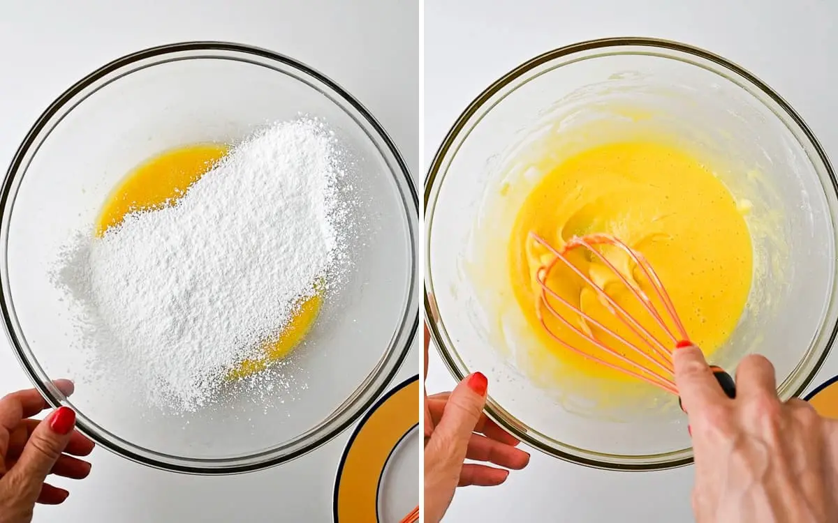 Two process shots that describe how to make this Japanese recipe.