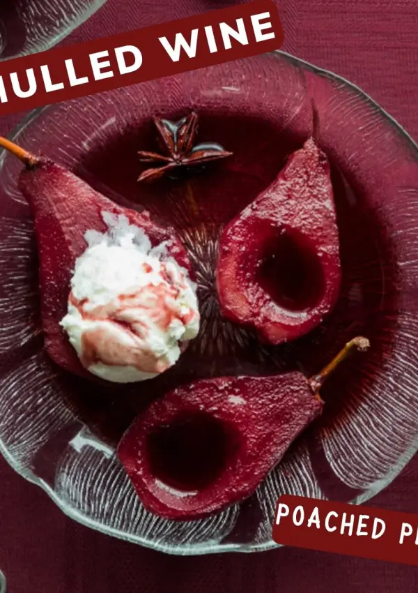 Mulled Wine Poached Pears with Red Wine